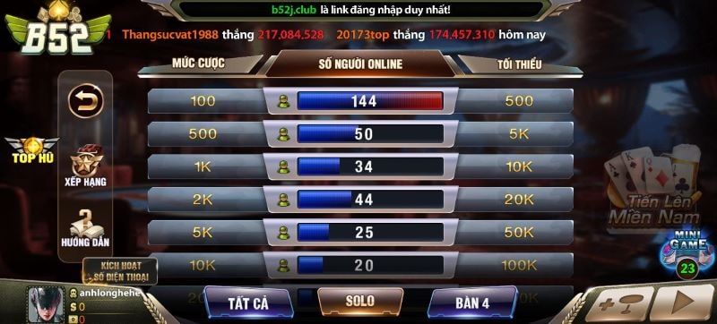 Tiến lên miền Nam là game bài đổi thưởng đỉnh nhất tại B52