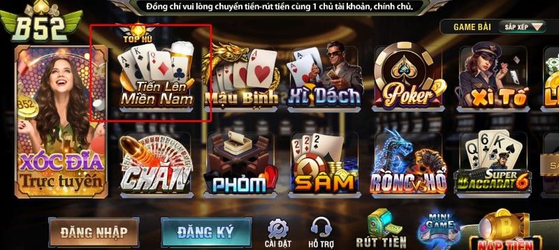 Tiến lên miền Nam là game bài đổi thưởng đỉnh nhất tại B52