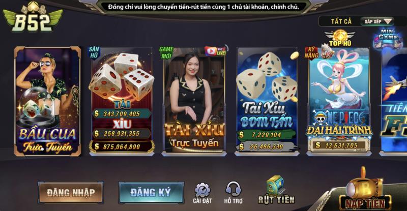 Tựa game Tài xỉu B52 đặc sắc với nhiều phiên bản thú vị