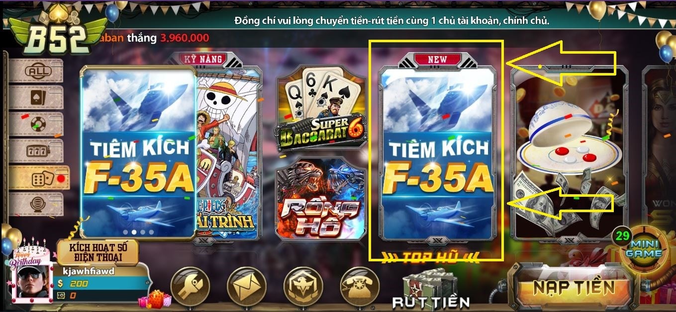 Kinh nghiệm chơi game Tiêm kích F35 cực hay tại B52